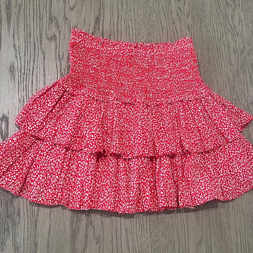 Reset women’s red print mini skirt size medium